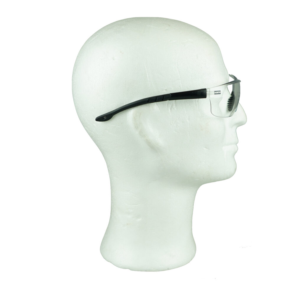schutzbrille mit bügel und weißes glas
